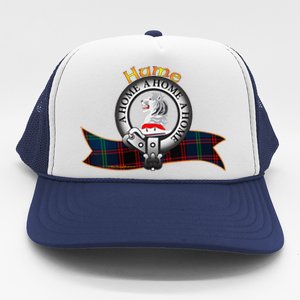 Hume Clan Tartan Crest Motto V Neck Trucker Hat