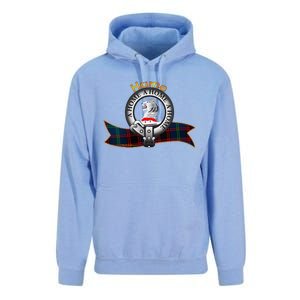 Hume Clan Tartan Crest Motto V Neck Unisex Surf Hoodie