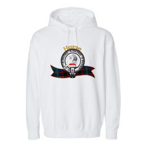 Hume Clan Tartan Crest Motto V Neck Garment-Dyed Fleece Hoodie