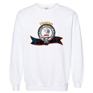 Hume Clan Tartan Crest Motto V Neck Garment-Dyed Sweatshirt