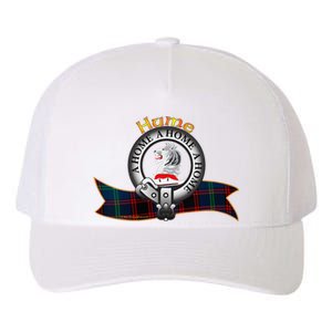 Hume Clan Tartan Crest Motto V Neck Yupoong Adult 5-Panel Trucker Hat