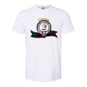 Hume Clan Tartan Crest Motto V Neck Softstyle CVC T-Shirt