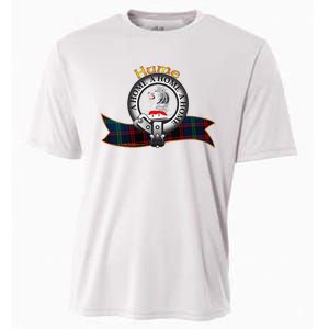 Hume Clan Tartan Crest Motto V Neck Cooling Performance Crew T-Shirt