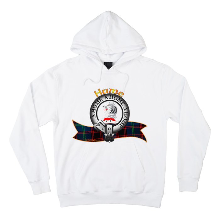 Hume Clan Tartan Crest Motto V Neck Hoodie