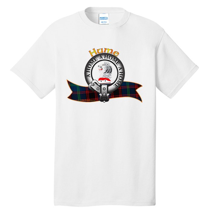 Hume Clan Tartan Crest Motto V Neck Tall T-Shirt