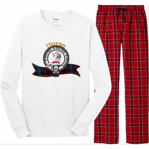 Hume Clan Tartan Crest Motto V Neck Long Sleeve Pajama Set