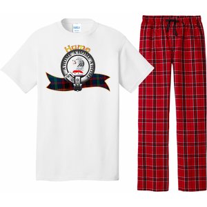 Hume Clan Tartan Crest Motto V Neck Pajama Set