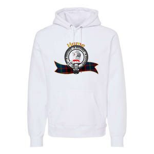 Hume Clan Tartan Crest Motto V Neck Premium Hoodie