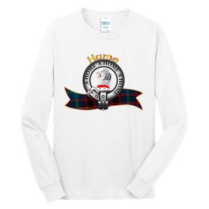 Hume Clan Tartan Crest Motto V Neck Tall Long Sleeve T-Shirt