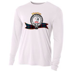 Hume Clan Tartan Crest Motto V Neck Cooling Performance Long Sleeve Crew