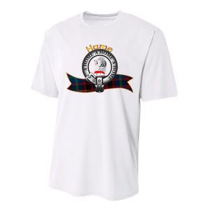 Hume Clan Tartan Crest Motto V Neck Performance Sprint T-Shirt