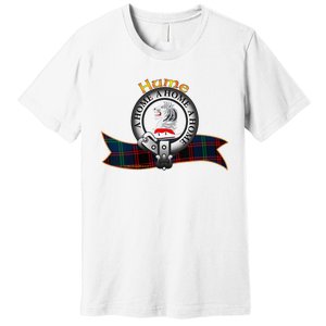 Hume Clan Tartan Crest Motto V Neck Premium T-Shirt