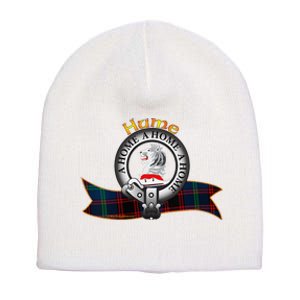 Hume Clan Tartan Crest Motto V Neck Short Acrylic Beanie