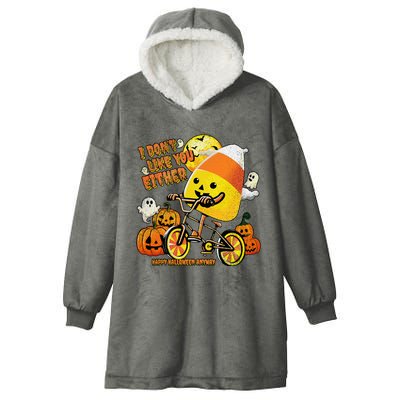 Halloween Costume Team Candy Corn I DonT Like You Either Hooded Wearable Blanket