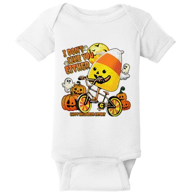 Halloween Costume Team Candy Corn I DonT Like You Either Baby Bodysuit