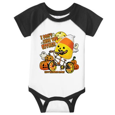 Halloween Costume Team Candy Corn I DonT Like You Either Infant Baby Jersey Bodysuit