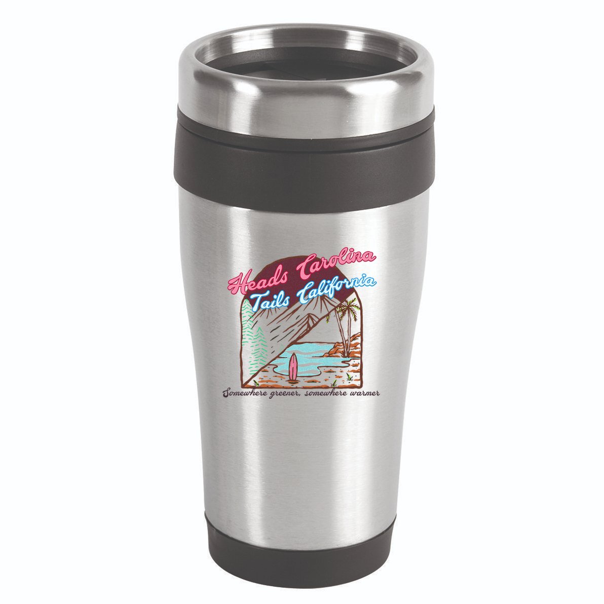 Heads Carolina Tails California Country Cowgirl Cowboy 16oz Travel Tumbler