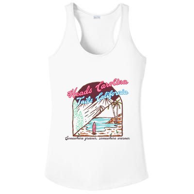 Heads Carolina Tails California Country Cowgirl Cowboy Ladies PosiCharge Competitor Racerback Tank