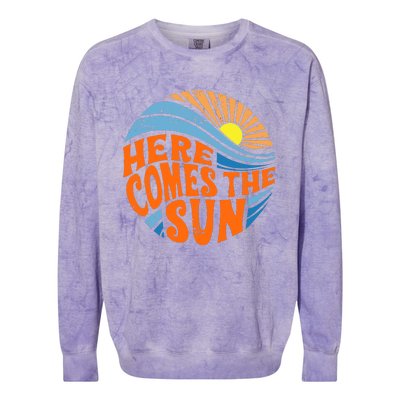 Here Comes The Sun  Beach  Summer Vacation Colorblast Crewneck Sweatshirt