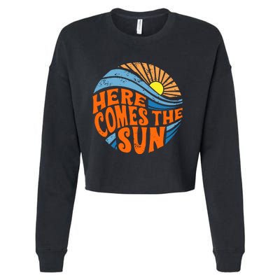 Here Comes The Sun  Beach  Summer Vacation Cropped Pullover Crew