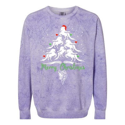 Horse Christmas Tree For Horse Lovers Xmas Gift Colorblast Crewneck Sweatshirt