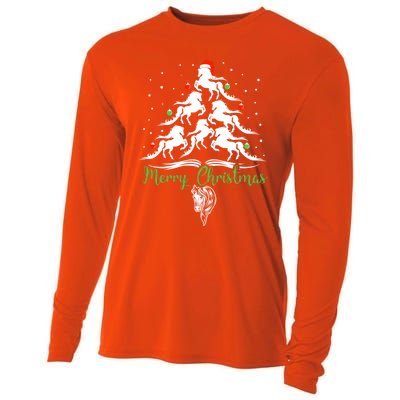 Horse Christmas Tree For Horse Lovers Xmas Gift Cooling Performance Long Sleeve Crew