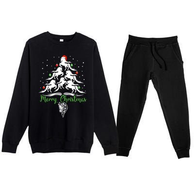 Horse Christmas Tree For Horse Lovers Xmas Gift Premium Crewneck Sweatsuit Set