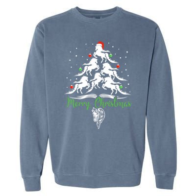 Horse Christmas Tree For Horse Lovers Xmas Gift Garment-Dyed Sweatshirt