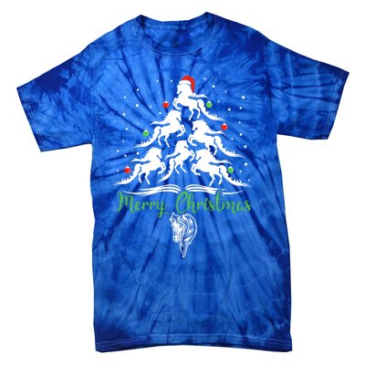 Horse Christmas Tree For Horse Lovers Xmas Gift Tie-Dye T-Shirt