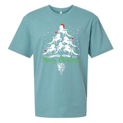 Horse Christmas Tree For Horse Lovers Xmas Gift Sueded Cloud Jersey T-Shirt