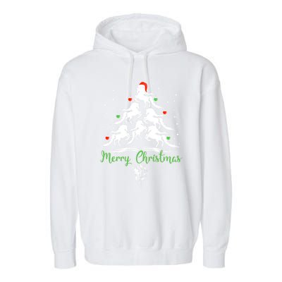 Horse Christmas Tree For Horse Lovers Xmas Gift Garment-Dyed Fleece Hoodie