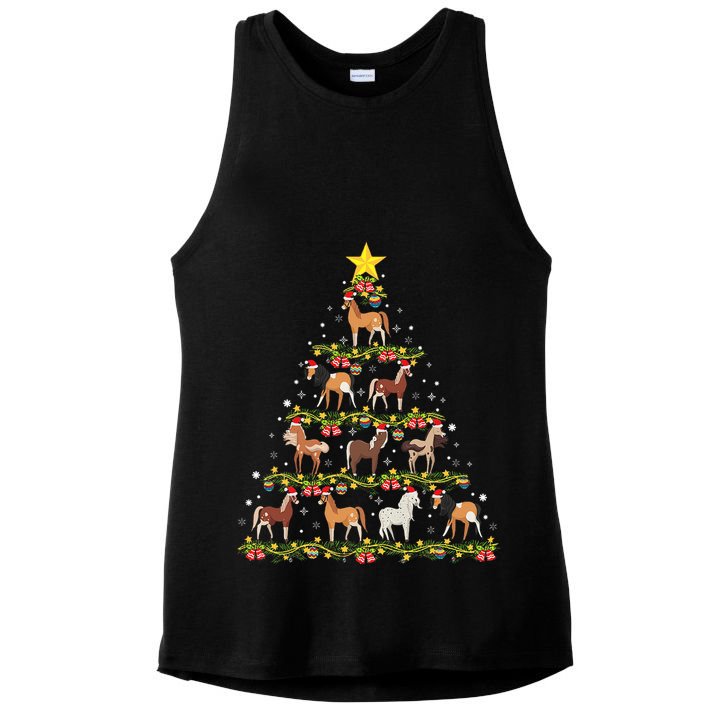 Horses Christmas Tree Horse Xmas Ornaments Ladies PosiCharge Tri-Blend Wicking Tank