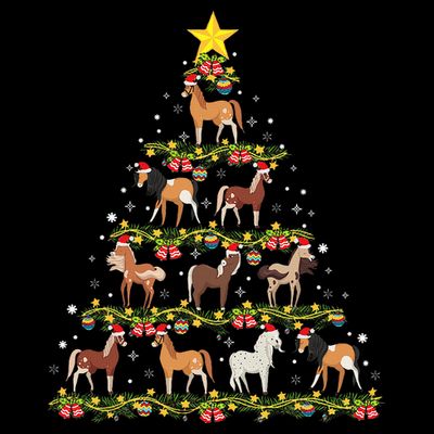 Horses Christmas Tree Horse Xmas Ornaments T-Shirt