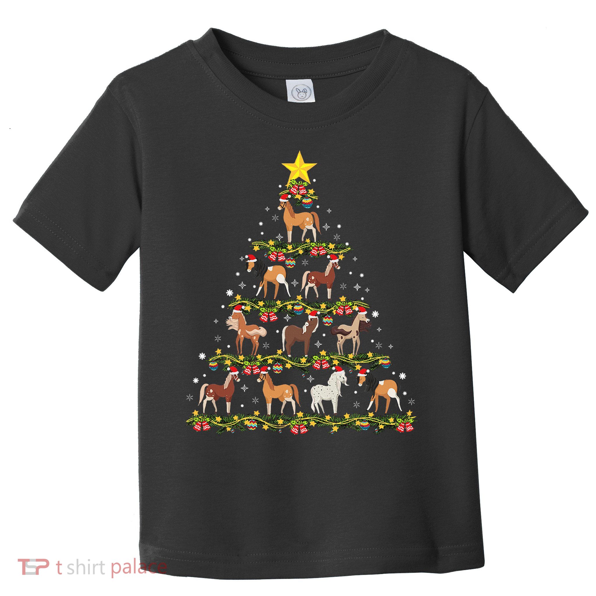 Horses Christmas Tree Horse Xmas Ornaments Toddler T-Shirt