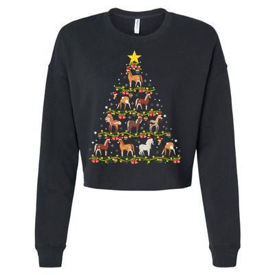 Horses Christmas Tree Horse Xmas Ornaments Cropped Pullover Crew