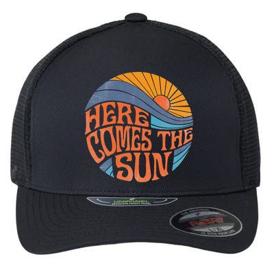 Here Comes the Sun Vintage Retro Sixties Surf Summer Beach Flexfit Unipanel Trucker Cap