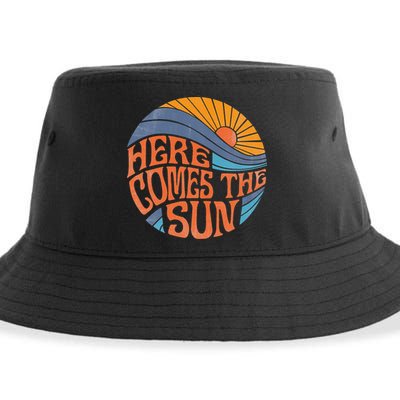 Here Comes the Sun Vintage Retro Sixties Surf Summer Beach Sustainable Bucket Hat