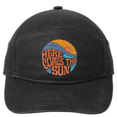 Here Comes the Sun Vintage Retro Sixties Surf Summer Beach 7-Panel Snapback Hat