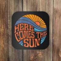 Here Comes the Sun Vintage Retro Sixties Surf Summer Beach Coaster