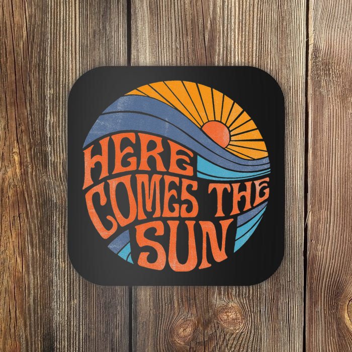 Here Comes the Sun Vintage Retro Sixties Surf Summer Beach Coaster