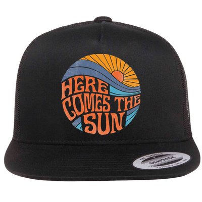 Here Comes the Sun Vintage Retro Sixties Surf Summer Beach Flatbill Hat
