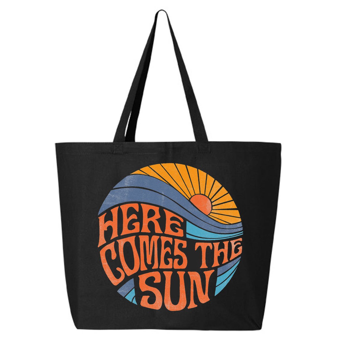 Here Comes the Sun Vintage Retro Sixties Surf Summer Beach 25L Jumbo Tote