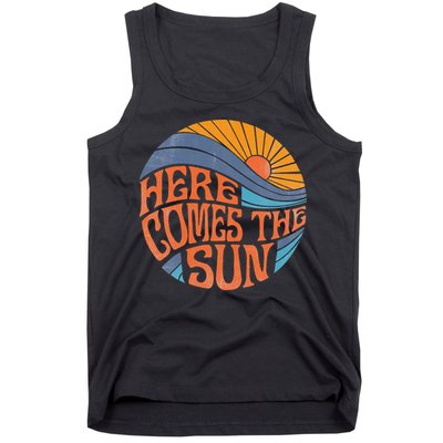 Here Comes the Sun Vintage Retro Sixties Surf Summer Beach Tank Top