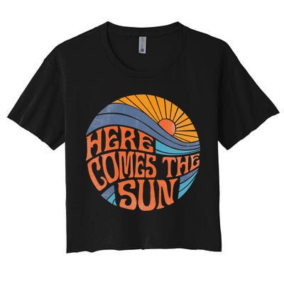 Here Comes the Sun Vintage Retro Sixties Surf Summer Beach Crop Top