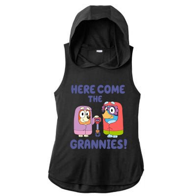 Here Come The Grannies Bluyye Grannies Ladies PosiCharge Tri-Blend Wicking Draft Hoodie Tank