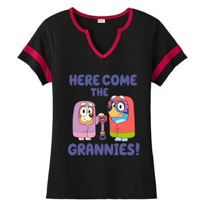 Here Come The Grannies Bluyye Grannies Ladies Halftime Notch Neck Tee