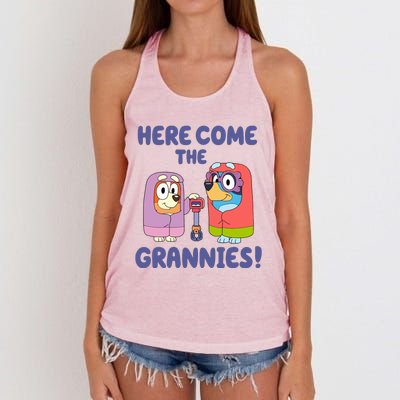 Here Come The Grannies Bluyye Grannies Women's Knotted Racerback Tank