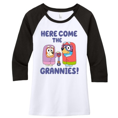 Here Come The Grannies Bluyye Grannies Women's Tri-Blend 3/4-Sleeve Raglan Shirt