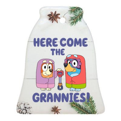 Here Come The Grannies Bluyye Grannies Ceramic Bell Ornament