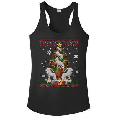 Horse Christmas Tree Xmas Lover Gift Ugly Christmas Ladies PosiCharge Competitor Racerback Tank